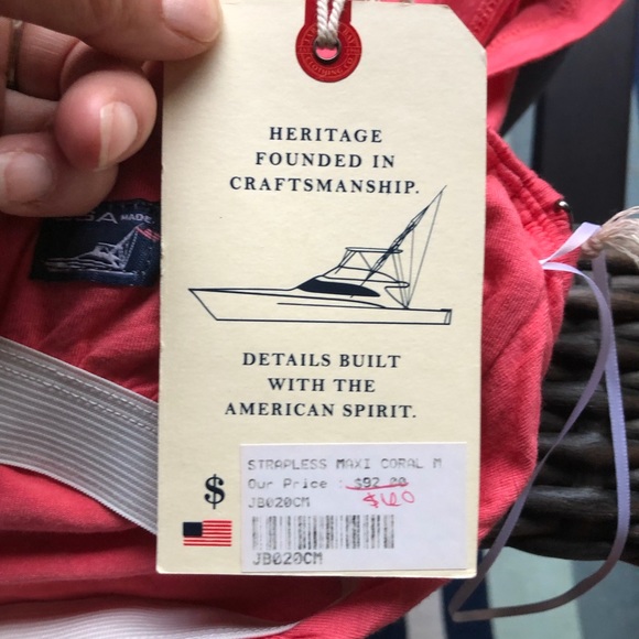 Jarrett Bay Strapless Coral Stretch Maxi Dress NWT Medium - Picture 7 of 10